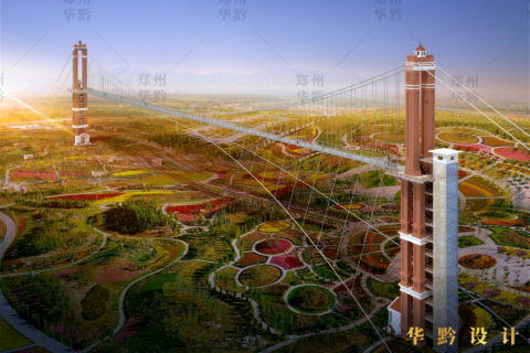 江苏常州花⾕奇缘景区玻璃桥效果图